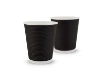 Corrugated colored cup 8oz. Full cup 270 ml (black) F-wave horizontal