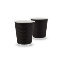 Corrugated colored cup 8oz. Full cup 270 ml (black) F-wave horizontal