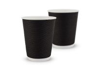 Corrugated colored cup 10oz. Full cup 340 ml (black) F-wave horizontal