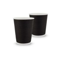 Corrugated colored cup 10oz. Full cup 340 ml (black) F-wave horizontal