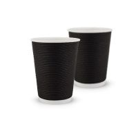 Corrugated colored cup 12oz. Full cup 430 ml (black) F-wave horizontal