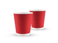 Сorrugated colored cup 8oz. Full cup 270 ml (red) F-wave horizontal