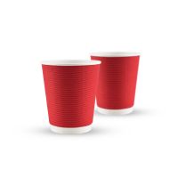 Сorrugated colored cup 8oz. Full cup 270 ml (red) F-wave horizontal