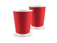 Сorrugated colored cup 10oz. Full cup 340 ml (red) F-wave horizontal