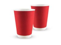 Сorrugated colored cup 12oz. Full cup 430 ml (red) F-wave horizontal