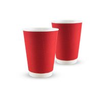 Сorrugated colored cup 12oz. Full cup 430 ml (red) F-wave horizontal