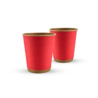 Corrugated kraft cup 8oz. Full cup 270 ml colored (red) F-WAVE