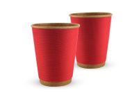 Corrugated kraft cup 10oz. Full cup 340 ml colored (red) F-WAVE