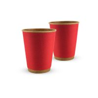 Corrugated kraft cup 12oz. Full cup 430 ml colored (red) F-WAVE